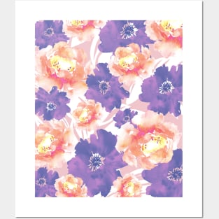 Rose and peony flowers Posters and Art